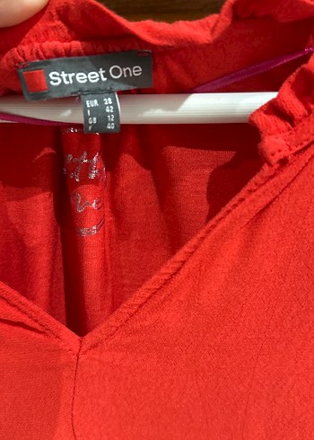 Kırmızı V Yakalı Salaş Kadın Bluz - Görsel 5