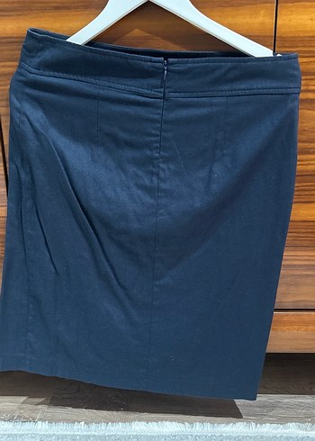 Lacivert Midi Drapeli Kadın Kalem Etek - Görsel 5