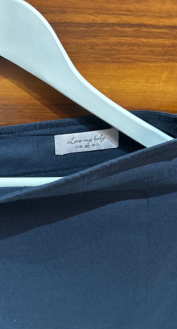 Lacivert Midi Drapeli Kadın Kalem Etek - Görsel 4