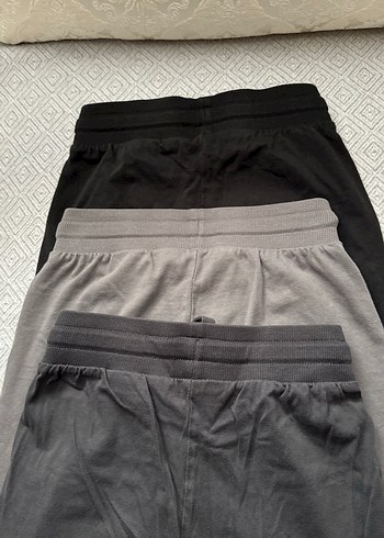 Beş adet Gri Rahat Kesim Kadın Keten Eşofman Altı - Görsel 9