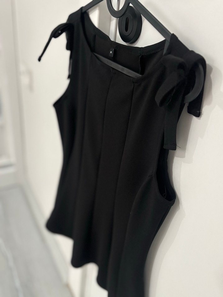 Siyah Askılı Mini Bluz - Görsel 5