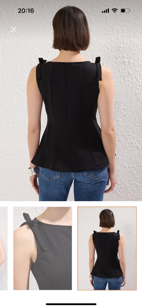 Siyah Askılı Mini Bluz - Görsel 2