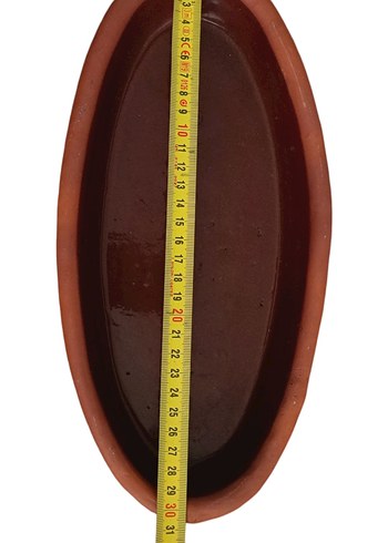 Beden Koyu Kahverengi Oval Toprak Saklama Kabı
