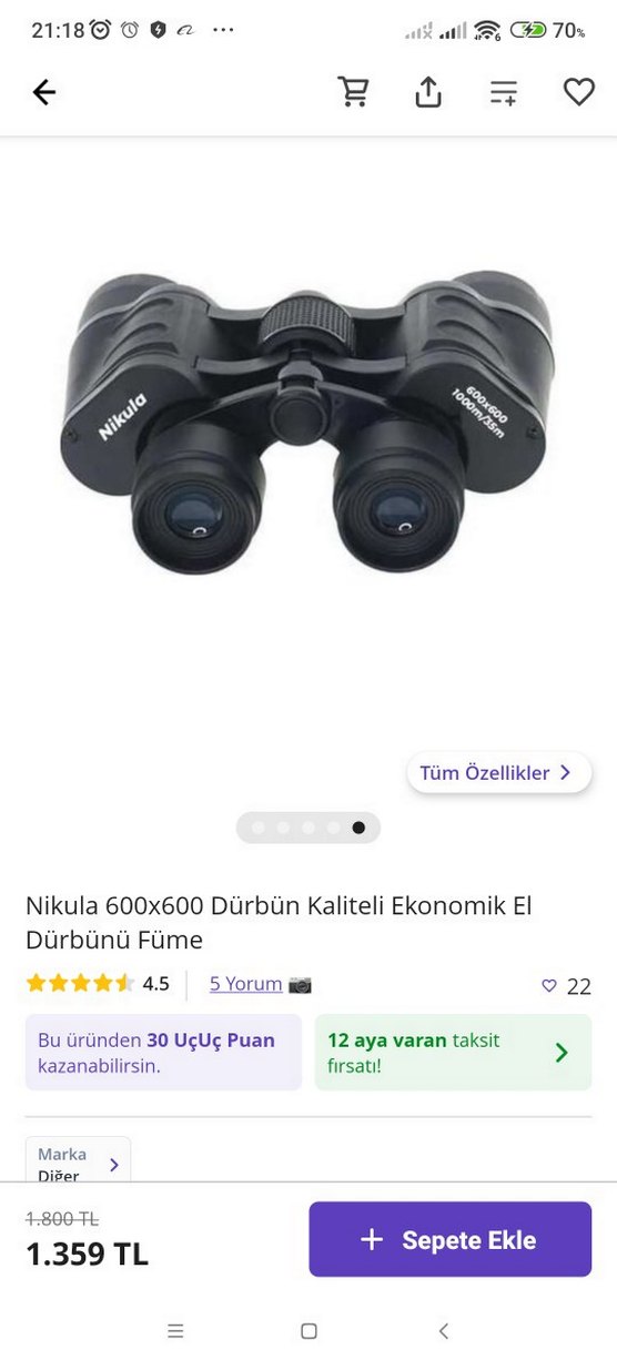 Nikula 60x60 Siyah Dürbün 85m/1000m - Görsel 2