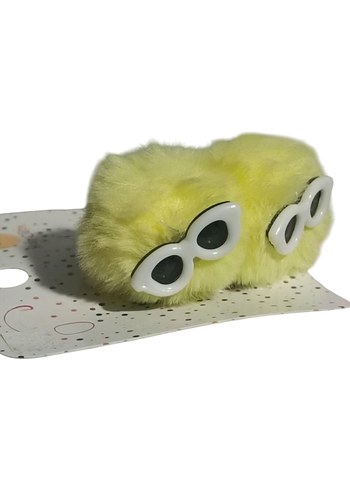 Sarı Peluş  Gözlük Detaylı Saç Tokası SON FİYATTIR - Görsel 3