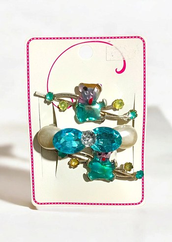 Turkuaz Payetli Çocuk Toka Seti - Görsel 3