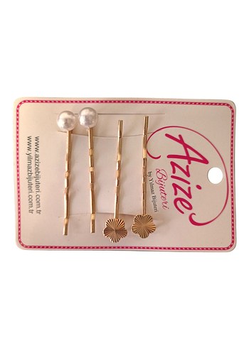 Boncuklu Altın Renkli Kadın Toka Seti SON FİYATTIR - Görsel 2