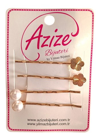 Boncuklu Altın Renkli Kadın Toka Seti SON FİYATTIR - Görsel 3