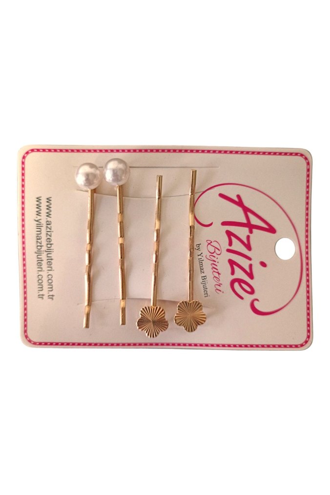 Boncuklu Altın Renkli Kadın Toka Seti SON FİYATTIR - Görsel 2