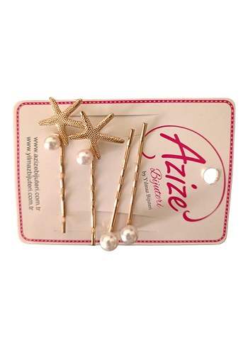 Boncuklu Beyaz Deniz Yıldızı Toka Seti SON FİYATTIR - Görsel 2