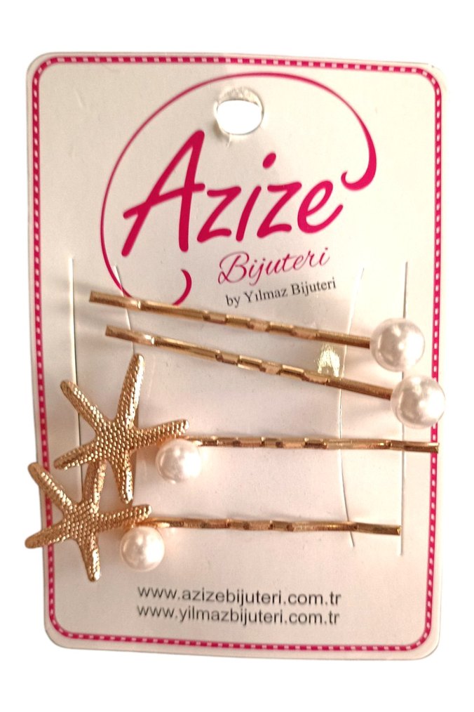 Boncuklu Beyaz Deniz Yıldızı Toka Seti SON FİYATTIR - Görsel 3