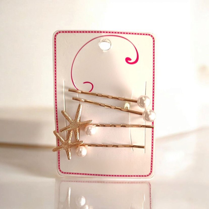 Boncuklu Beyaz Deniz Yıldızı Toka Seti SON FİYATTIR - Görsel 4