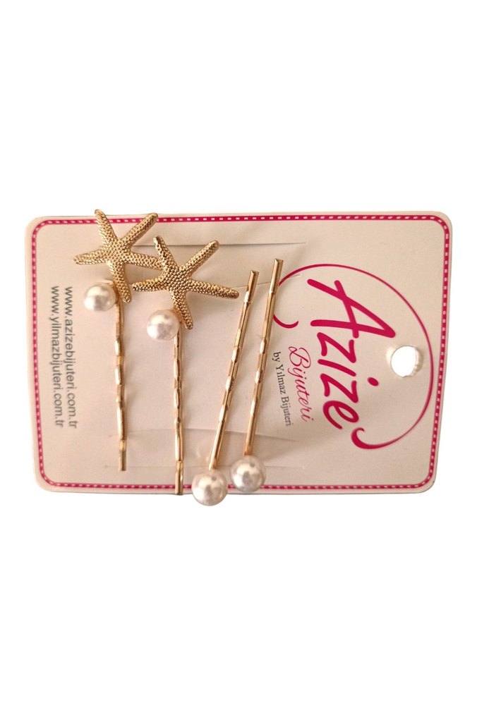 Boncuklu Beyaz Deniz Yıldızı Toka Seti SON FİYATTIR - Görsel 2