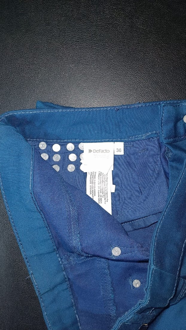 Düğmeli Koyu Mavi Denim  Mini Şort - Görsel 4