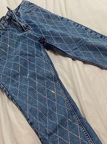 Taşlı jean pantolon
