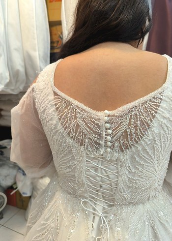 helana V Yaka Beyaz Gelinlik - Görsel 4