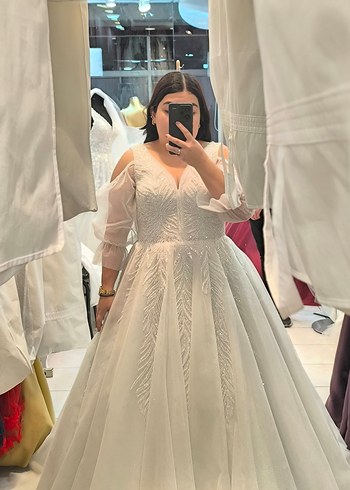 helana V Yaka Beyaz Gelinlik - Görsel 5