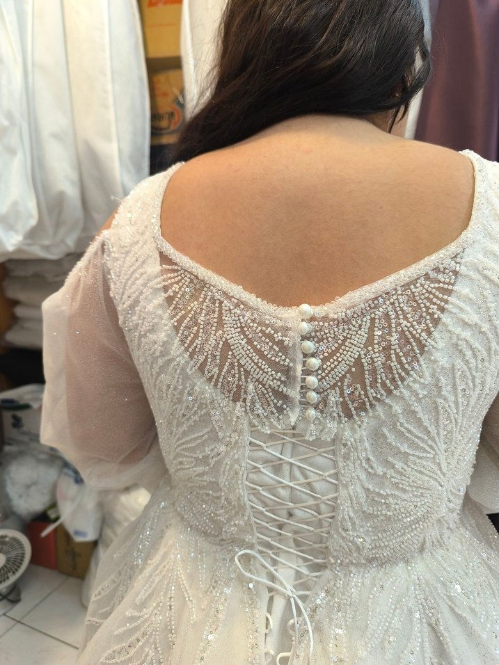 helana V Yaka Beyaz Gelinlik - Görsel 4