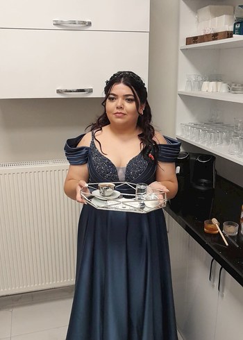 Mavi  Uzun Abiye Elbise - Görsel 3