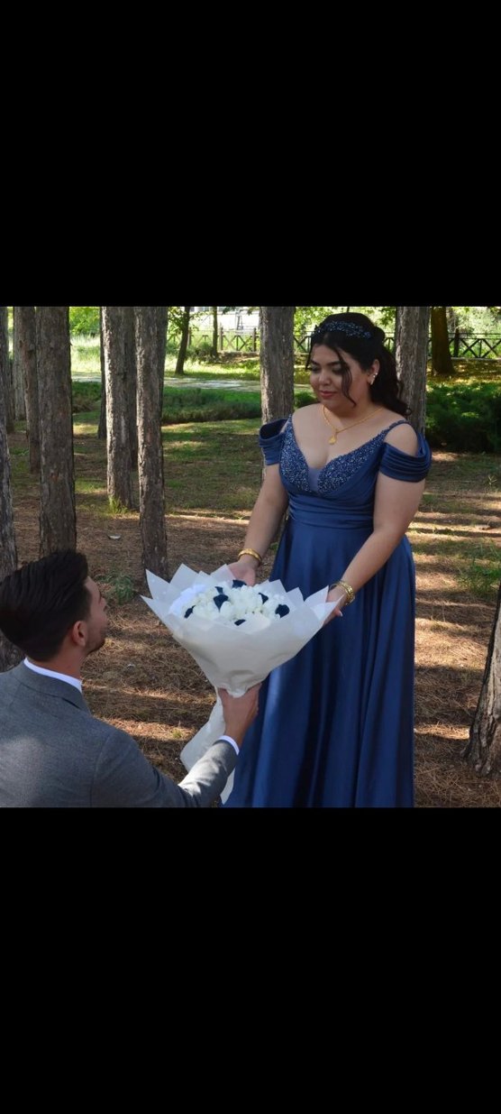 Mavi  Uzun Abiye Elbise - Görsel 2