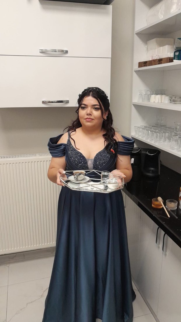 Mavi  Uzun Abiye Elbise - Görsel 3