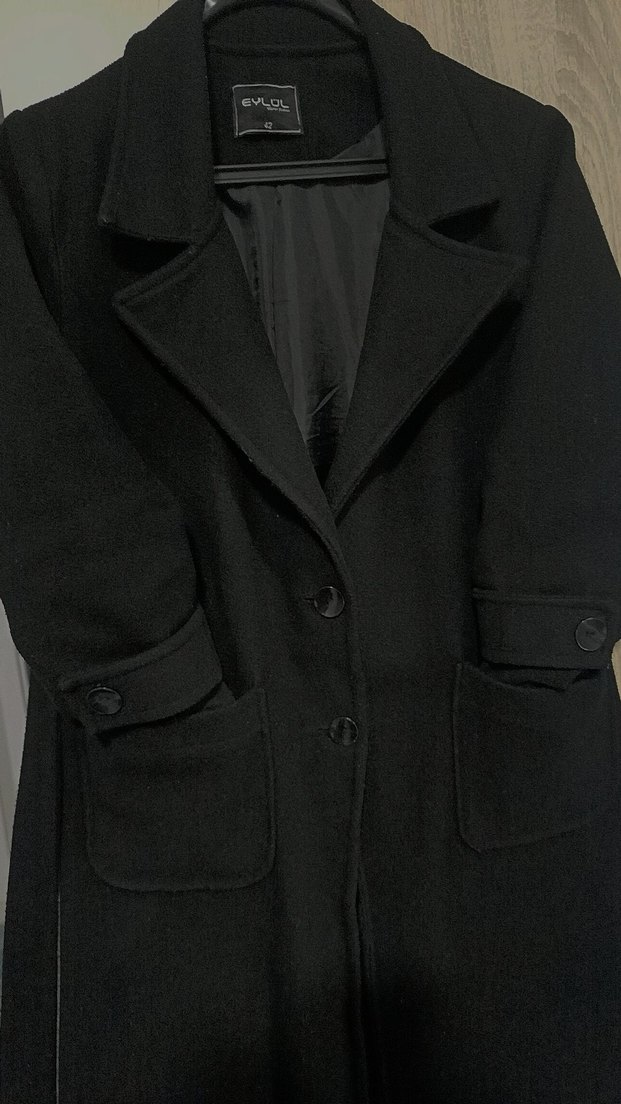 Kemerli Siyah Uzun Kaban - Görsel 2