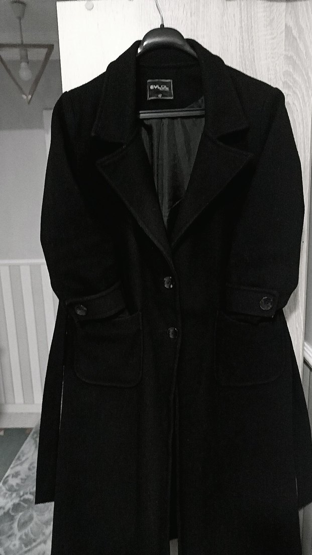 Kemerli Siyah Uzun Kaban - Görsel 5