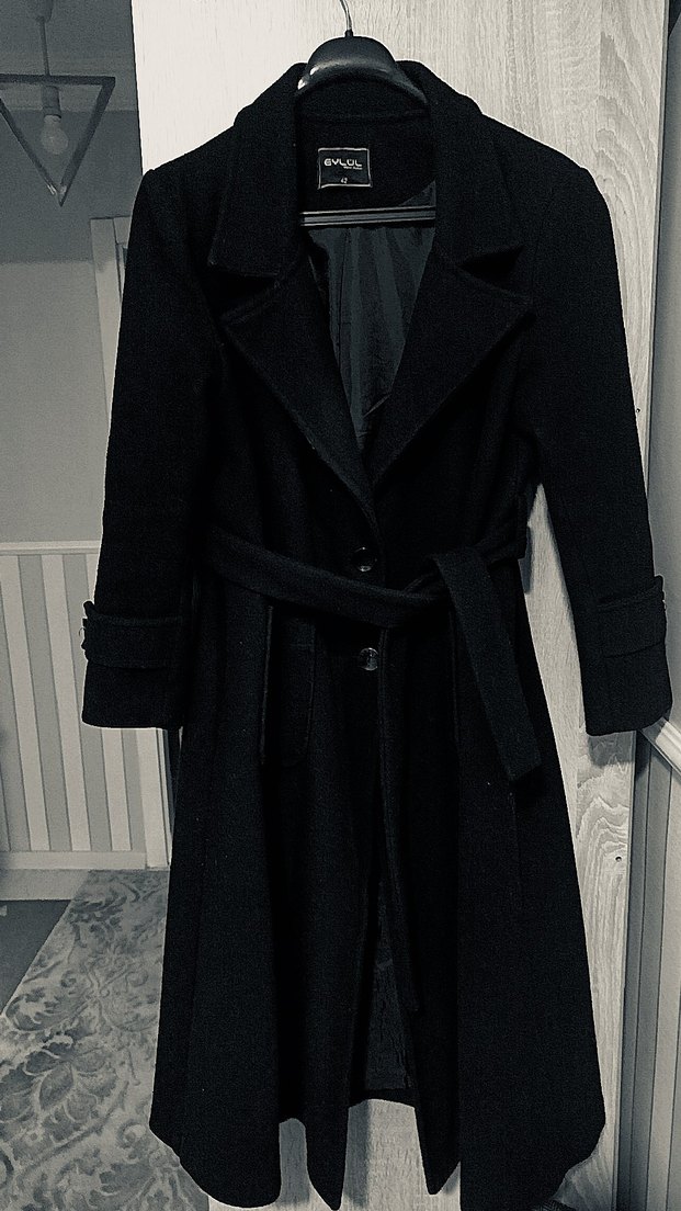 Kemerli Siyah Uzun Kaban - Görsel 4