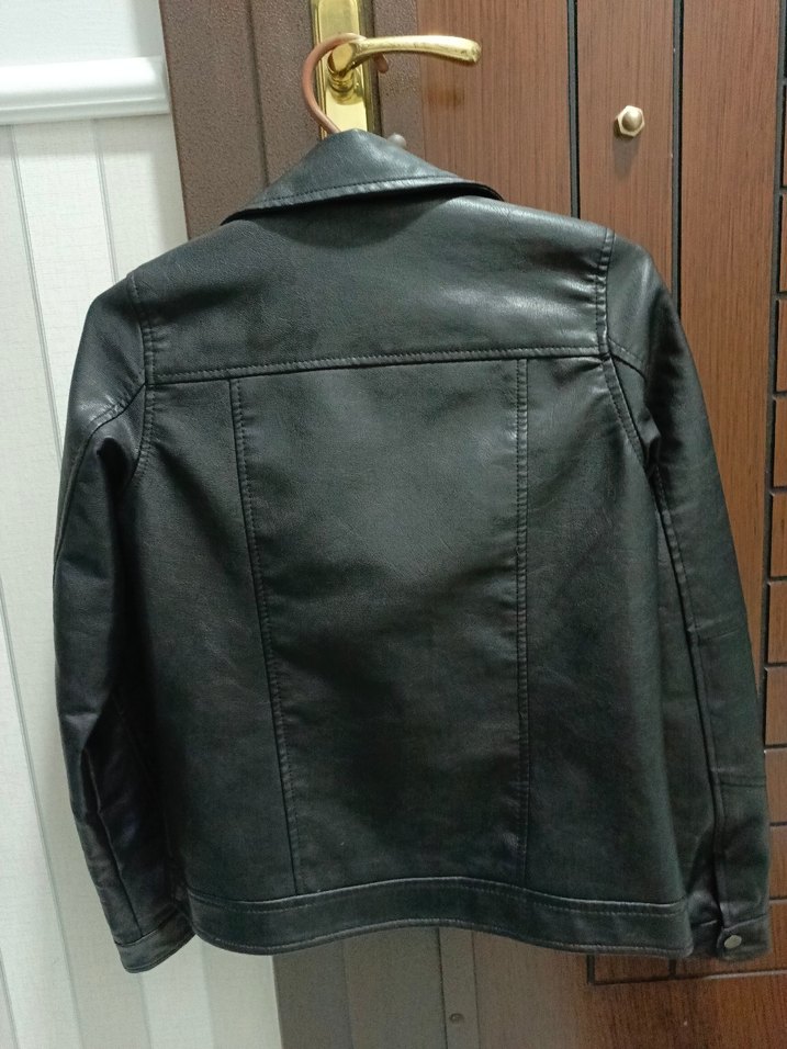 Siyah Deri Ceket mont - Görsel 3