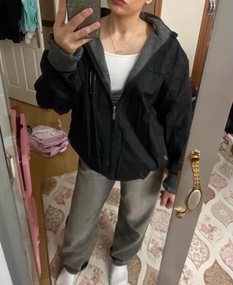 Gri Yüksek Yakalı Fermuarlı Kadın Ceket - Görsel 2