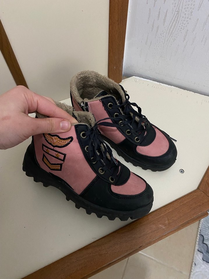 Kız Çocuk Pembe Süet Kürklü Bot - Görsel 2