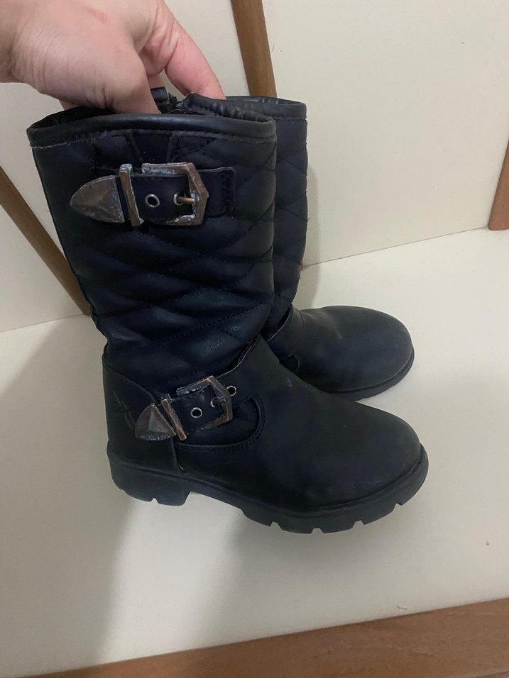 Kız Çocuk Siyah Tokalı Biker Bot - Görsel 2