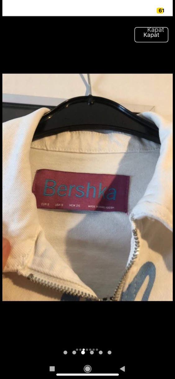 Beyaz Baskılı Kadın Crop Denim Ceket - Görsel 3