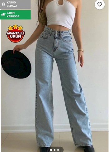 Günlük Gri Mavi Bol Kesim Kot Pantolon - Görsel 2