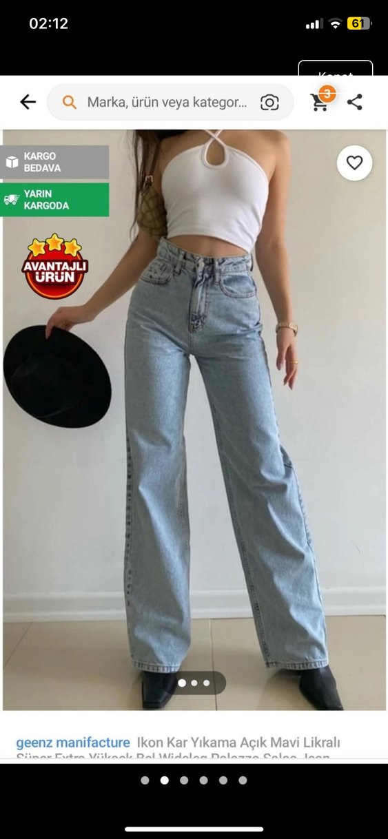 Günlük Gri Mavi Bol Kesim Kot Pantolon - Görsel 2