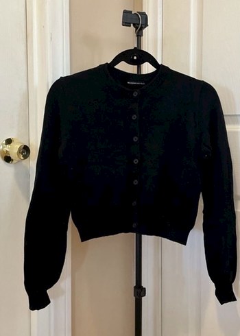 Düğmeli Siyah İnce Triko Kadın Kazak - Görsel 2