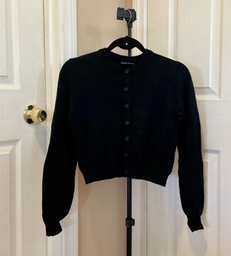 Düğmeli Siyah İnce Triko Kadın Kazak - Görsel 2