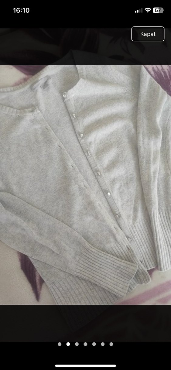 Düğmeli Gri Balıkçı Yaka Hamile Hırkası - Görsel 3