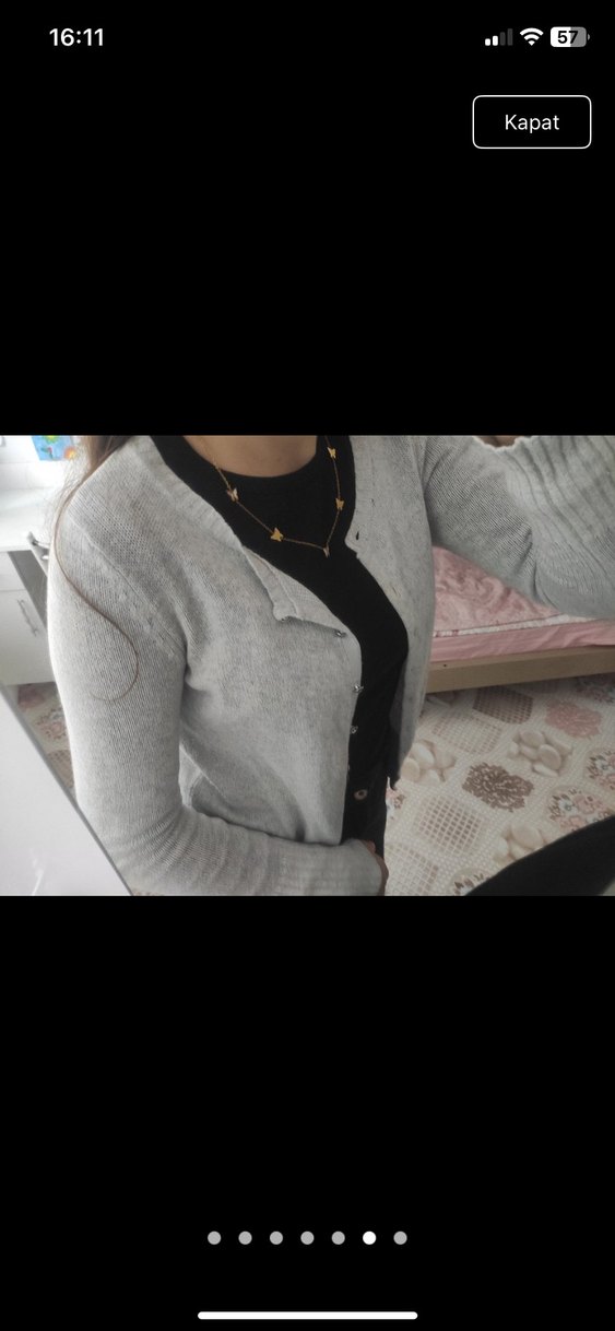 Düğmeli Gri Balıkçı Yaka Hamile Hırkası - Görsel 2