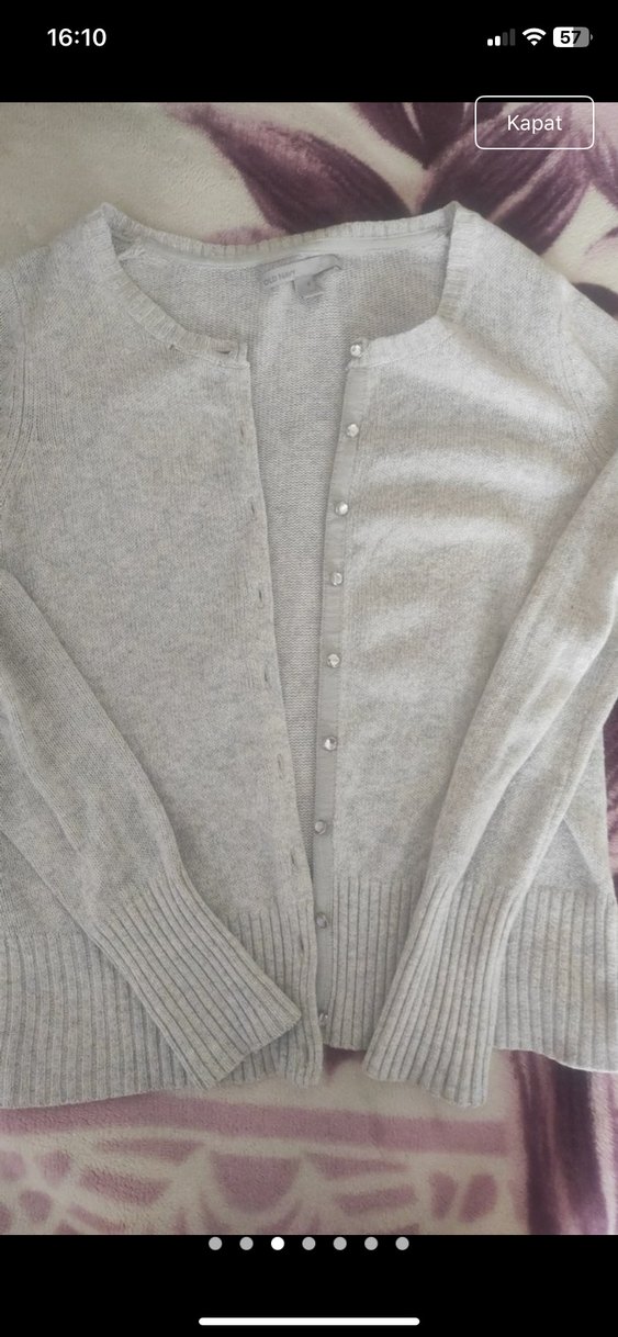 Düğmeli Gri Balıkçı Yaka Hamile Hırkası - Görsel 5