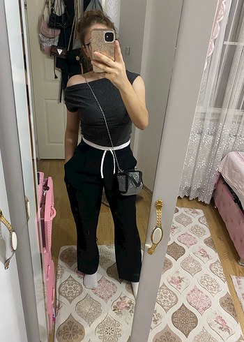 m Beden Siyah Midi Boyfriend Denim Pantolon
