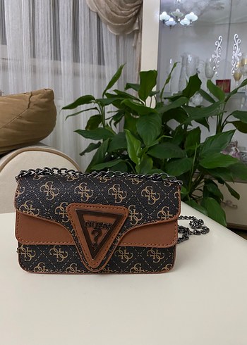 Zincir Detaylı Kahverengi Yılan Desenli Çanta