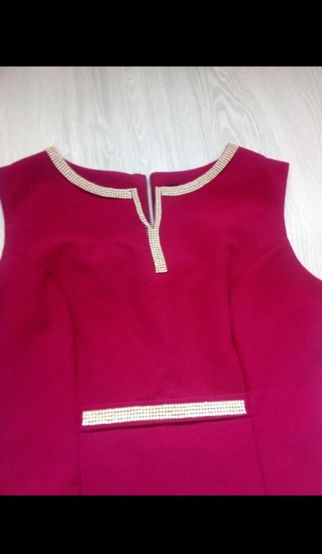 Pembe V Yaka Kemerli Midi Elbise - Görsel 3