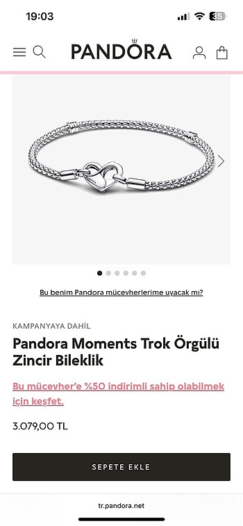 Beden Pandora Moments Trok Örgülü Zincir Bileklik
