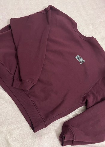 Bordo Kadın Bisiklet Yaka Sweatshirt