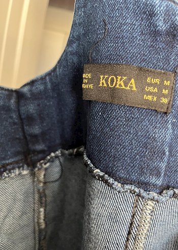 m Beden Lacivert Kadın Uzun Askılı Denim Elbise