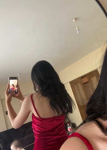Zyxel Kırmızı V Yaka İnce Askılı Mini Elbise