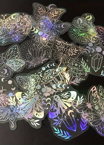 10 Adet Gotik Hologram Sticker 