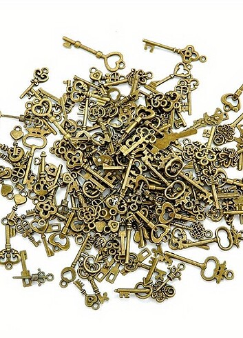 Beden 10 Adet Vintage Motifli Anahtar Kolye ve Küpe Ucu