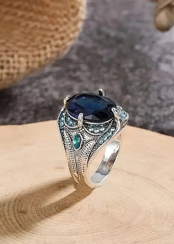 Pandora Erkek Vintage Mavi Taşlı Bohem Yüzük